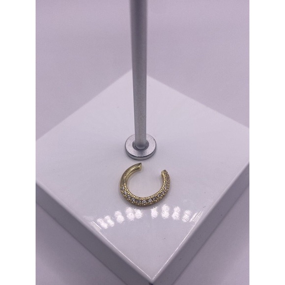Hoop Gold Plated Sterling Silver Ear Clip Earring CZ - Picture 1 of 6